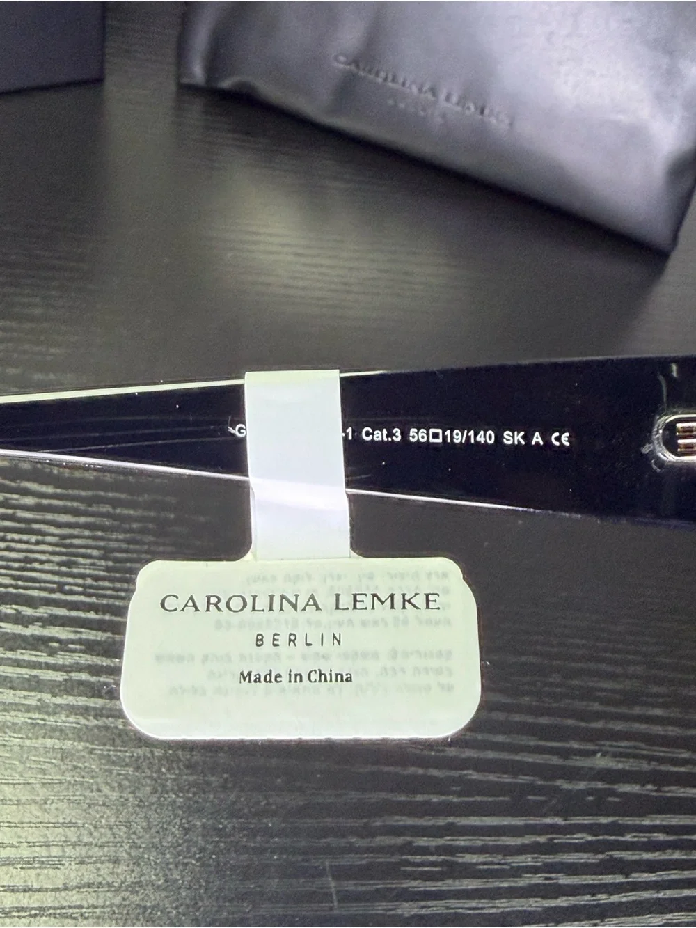 Carolina Lemke Women's Black Square Sunglasses